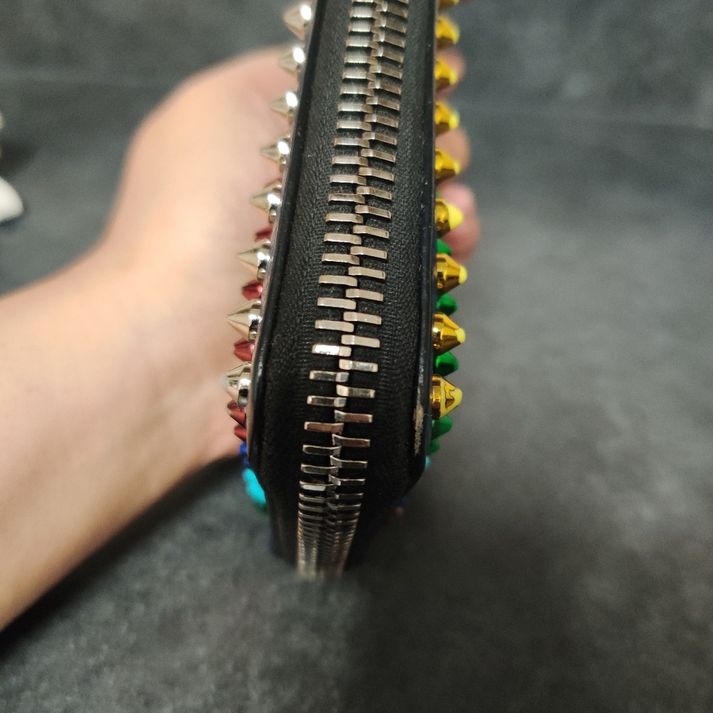 Christian Louboutin blue spiked zippy wallet - Picture 6 of 14